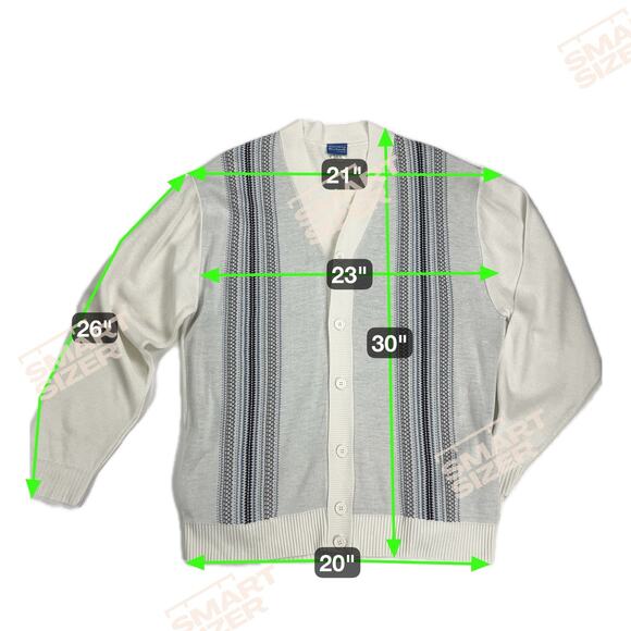 Norman Rockwell Grandpa V Neck Cardigan Sweater White Blue Pockets Size XL - Picture 4 of 10